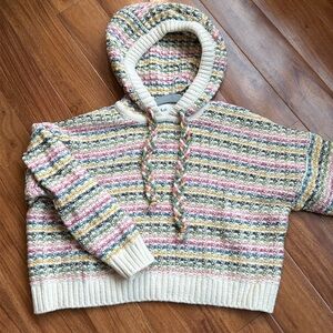 ba&sh Cream and Pink Cowl Neck Sweater New Jeans same style